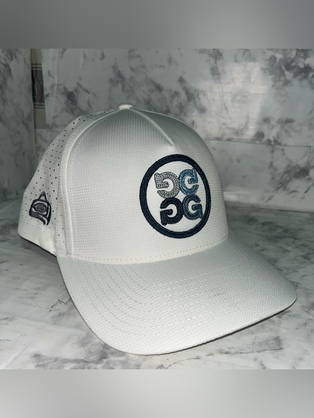 G/Fore Circle G's White Woven Trucker Snapback Hat Men's OS W/ Logo